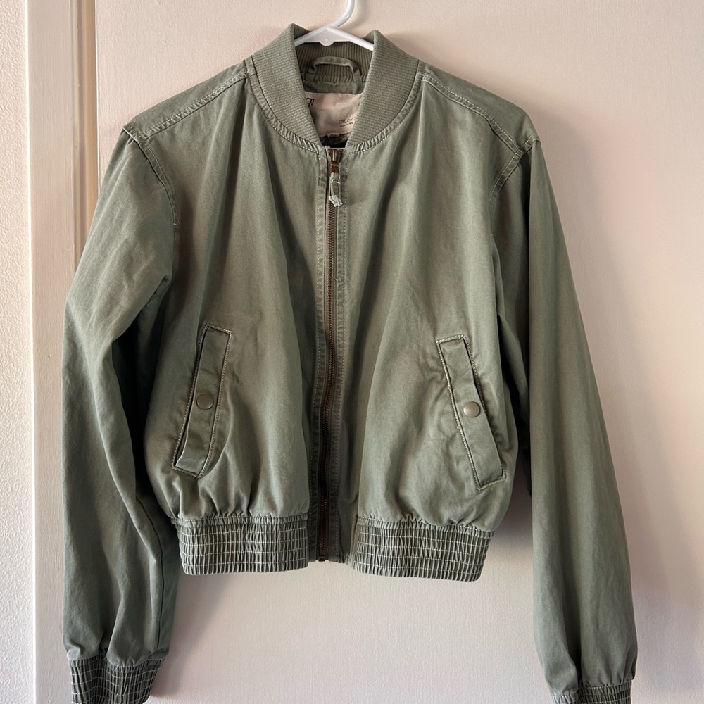 Anthropology Green Pilco Bomber Jacket
